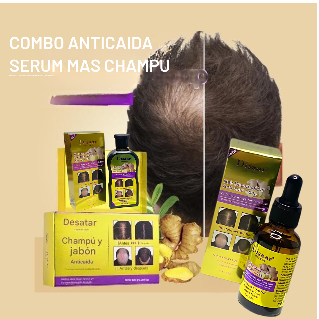 Serum Anticaída + Champú: ¡Cabello Fuerte y Brillante!